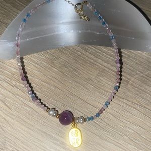 Morganite & amethyst anklet